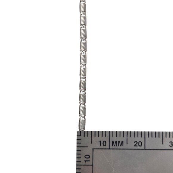 14K White Gold Textured Link Necklace #23854